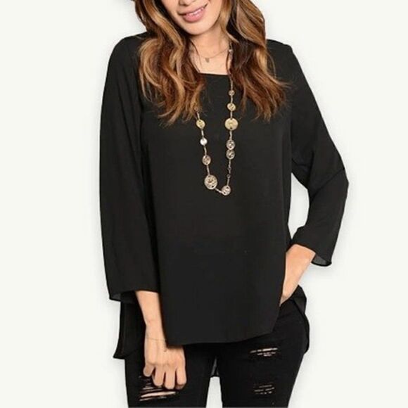 *Clearance* True Light Black Chiffon Blouse - Picture 1 of 3